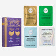 Peter Thomas Roth eye patch travel pack containing four pairs of hydrogel eye patches in gold, green, blue, and white sachets