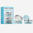 Peter Thomas Roth Water Drench 2-piece kit with turquoise patterned box, cream jar, and hyaluronic cloud cream displayed.