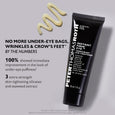 Black tube of Peter Thomas Roth Instant FIRMx Eye Temporary Eye Tightener with beige product swatches above, 30 ml size.