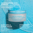 Peter Thomas Roth Water Drench blue jelly moisturizer jar displayed against sparkling water background.