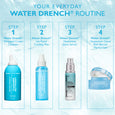 Light blue moisturizer jar with white lid labeled "Water Drench Hyaluronic Cloud Rich Barrier Moisturizer," 50 ml / 1.7 fl oz