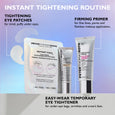 Peter Thomas Roth Instant FIRMx collagen tightening eye patches with firming primer and temporary eye tightener on purple and