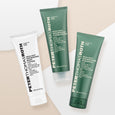 Three Peter Thomas Roth Mega-Rich hair and body products: white body lotion, green conditioner, and green shampoo, each 8 fl 