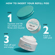 White jar with teal lid labeled "Peptide Skinjection Moisture Infusion Cream" alongside refill pod on turquoise background.